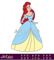 Ariel Mermaid with Yellow and Blue Dress SVG