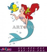 Little Mermaid Ariel Swimming Cartoon Clipart SVG