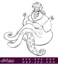 Ursula The Sea Witch Black and White SVG