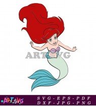 Ariel Mermaid Cartoon Coloring Pages Printable SVG