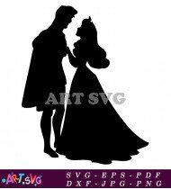 Couple silhouette with simple wedding gown SVG