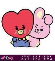 BT21 Character Pink Bunny With Red Heart SVG