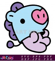 Purple And Pink BT21 Pig Character SVG