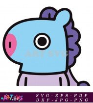 Blue BT21 Horse With One Large Eye SVG