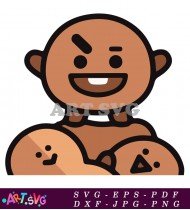 Brown BT21 Character Flexing Muscles SVG