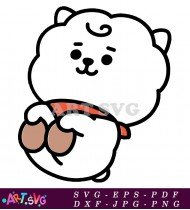 Cute White Fluffy Cartoon Character Design SVG