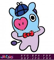 Cartoon Character Illustration Blue Pig SVG