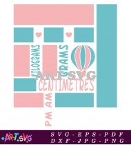 Hot Air Balloon Pink Blue Digital Printable Stickers SVG