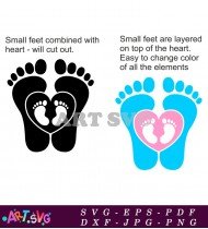 Footprint Heart Design For Announcement Blue SVG