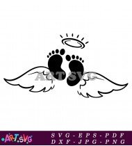 Baby Footprint Heart Design With Wings SVG 2