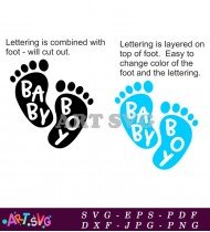 Baby Boy Footprint Letter Combined Design SVG