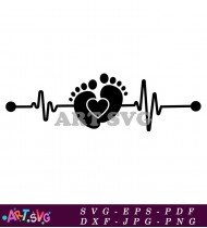 Baby Footprint Heartbeat Silhouette Design SVG