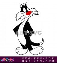 Sylvester Cat Cartoon Character Black And White SVG