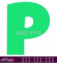 Green Letter P White Background Printable SVG