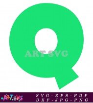 Green Letter Q White Background Printable SVG