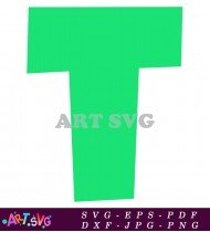 Green Letter T White Background Printable SVG