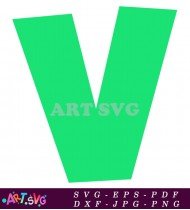 Green Letter V White Background Printable SVG