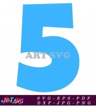 Blue Number 5 Clipart Design Graphic SVG