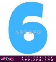 Light Blue Number Six Vector Clip Art SVG