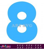 Bold Blue Number Eight Printable Graphic SVG