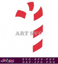 Red Candy Cane Christmas Clipart SVG