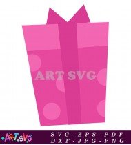 Pink Gift Box Vector With Polka Dot Design SVG