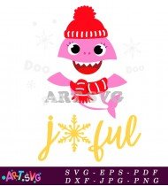 Baby Shark Joyful Christmas Card Template SVG