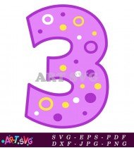 Number Three Polka Dot Design SVG