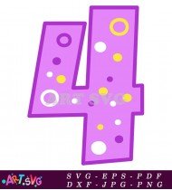 Number Four Printable Birthday Decoration SVG