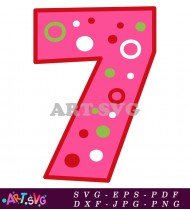 Pink Number Seven Printable Birthday Cake Topper SVG