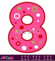 Pink Number Eight Printable Birthday Cake Topper SVG