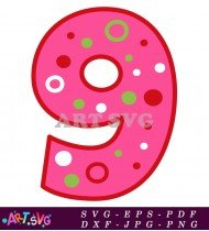 Pink Number Nine Printable Cake Topper SVG