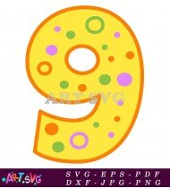 Yellow Number Nine Printable Party Decorations SVG