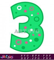 Bright Green Number Three Dot Pattern SVG