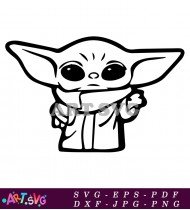 Cute Baby Yoda Holding Coffee SVG