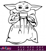 Cute Baby Yoda Drinking Coffee SVG