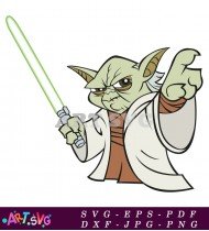 Yoda Holding Lightsaber Star Wars Sticker SVG