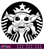 Baby Yoda Starbucks Design Vector Illustration SVG