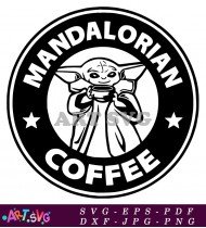 Baby Yoda Coffee Shop Logo for Drink SVG