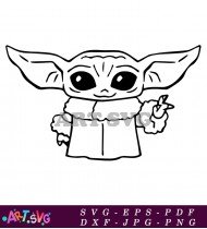 Baby Yoda In A Hat SVG Design File