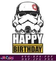 Happy Birthday Baby Yoda In Stormtrooper Helmet SVG