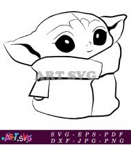 Adorable Baby Yoda Wrapped In A Blanket SVG