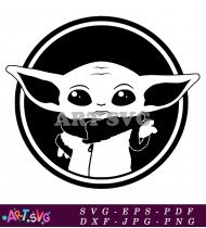 Baby Yoda Cutout Sticker Design Silhouette SVG