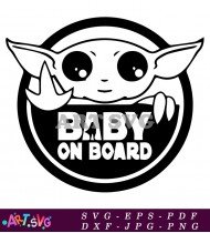 Baby Yoda On Board Design Sticker SVG 2