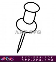 Drawing Of A Pushpin In Black And White SVG