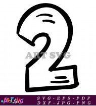 Number Two Teacher Clipart Black White SVG