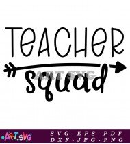 Teacher Squad Arrow Clipart Black White SVG