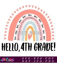 Rainbow Love Heart 4th Grade Back To School SVG