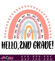 Rainbow Love Heart 2nd Grade Back To School SVG