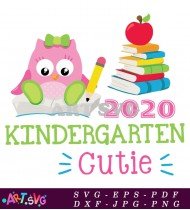 Kindergarten Owl with Books and Pencil SVG